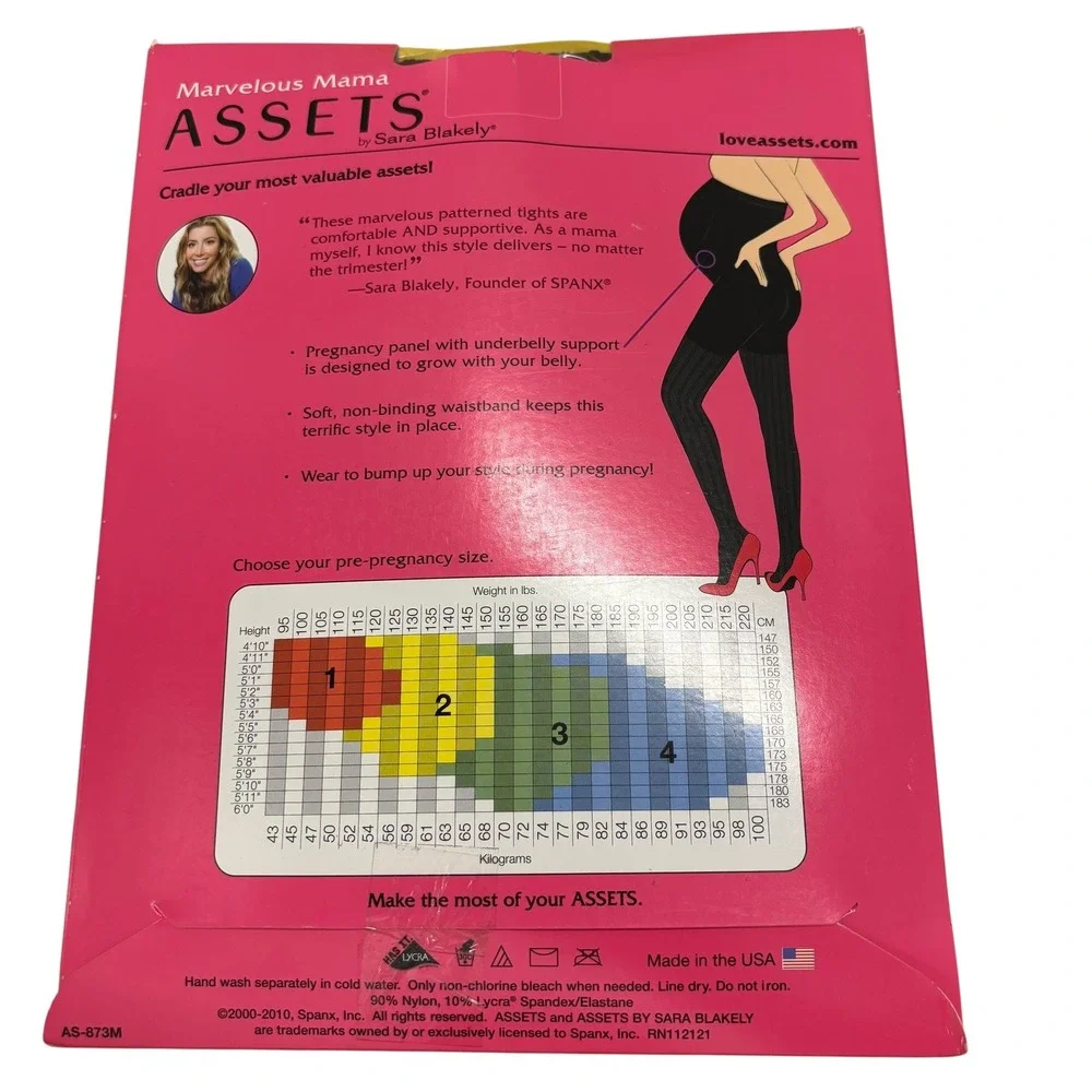 Assets by Sara Blakely Maternity Opaque‎ Stripe Tights Pregnancy Panel Sz 2